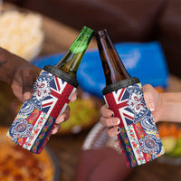 Hawaiian Manta Ray and Turtle Tribal Tattoo 4 in 1 Can Cooler Tumbler With Hawaii Flag and Flowers LT03 - Polynesian Pride