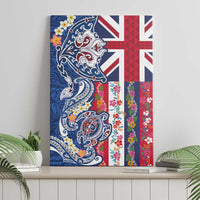 Hawaiian Manta Ray and Turtle Tribal Tattoo Canvas Wall Art With Hawaii Flag and Flowers