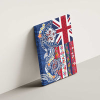 Hawaiian Manta Ray and Turtle Tribal Tattoo Canvas Wall Art With Hawaii Flag and Flowers
