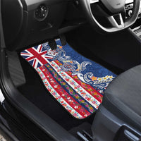 Hawaiian Manta Ray and Turtle Tribal Tattoo Car Mats With Hawaii Flag and Flowers