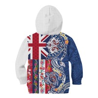 Hawaiian Manta Ray and Turtle Tribal Tattoo Kid Hoodie With Hawaii Flag and Flowers