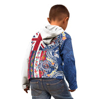 Hawaiian Manta Ray and Turtle Tribal Tattoo Kid Hoodie With Hawaii Flag and Flowers