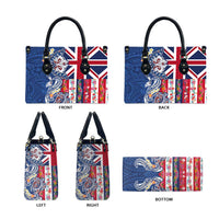 Hawaiian Manta Ray and Turtle Tribal Tattoo Leather Bag With Hawaii Flag and Flowers