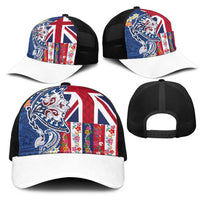 Hawaiian Manta Ray Mesh Trucker Cap with Hawaii Flag and Flowers