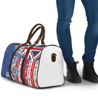 Hawaiian Manta Ray and Turtle Tribal Tattoo Travel Bag With Hawaii Flag and Flowers