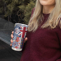 Hawaiian Manta Ray and Turtle Tribal Tattoo Tumbler Cup With Hawaii Flag and Flowers LT03 - Polynesian Pride