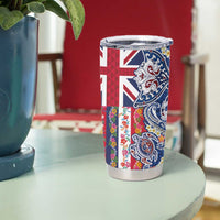 Hawaiian Manta Ray and Turtle Tribal Tattoo Tumbler Cup With Hawaii Flag and Flowers LT03 - Polynesian Pride