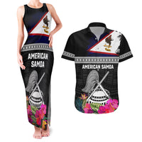 Personalized American Samoa Flag Day Couples Matching Tank Maxi Dress and Hawaiian Shirt Tanoa and Fue mix Hibiscus Flower Polynesian Pattern