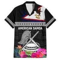 Personalized American Samoa Flag Day Family Matching Long Sleeve Bodycon Dress and Hawaiian Shirt Tanoa and Fue mix Hibiscus Flower Polynesian Pattern LT03 Dad's Shirt - Short Sleeve Black - Polynesian Pride