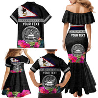 Personalized American Samoa Flag Day Family Matching Mermaid Dress and Hawaiian Shirt Tanoa and Fue mix Hibiscus Flower Polynesian Pattern LT03 - Polynesian Pride