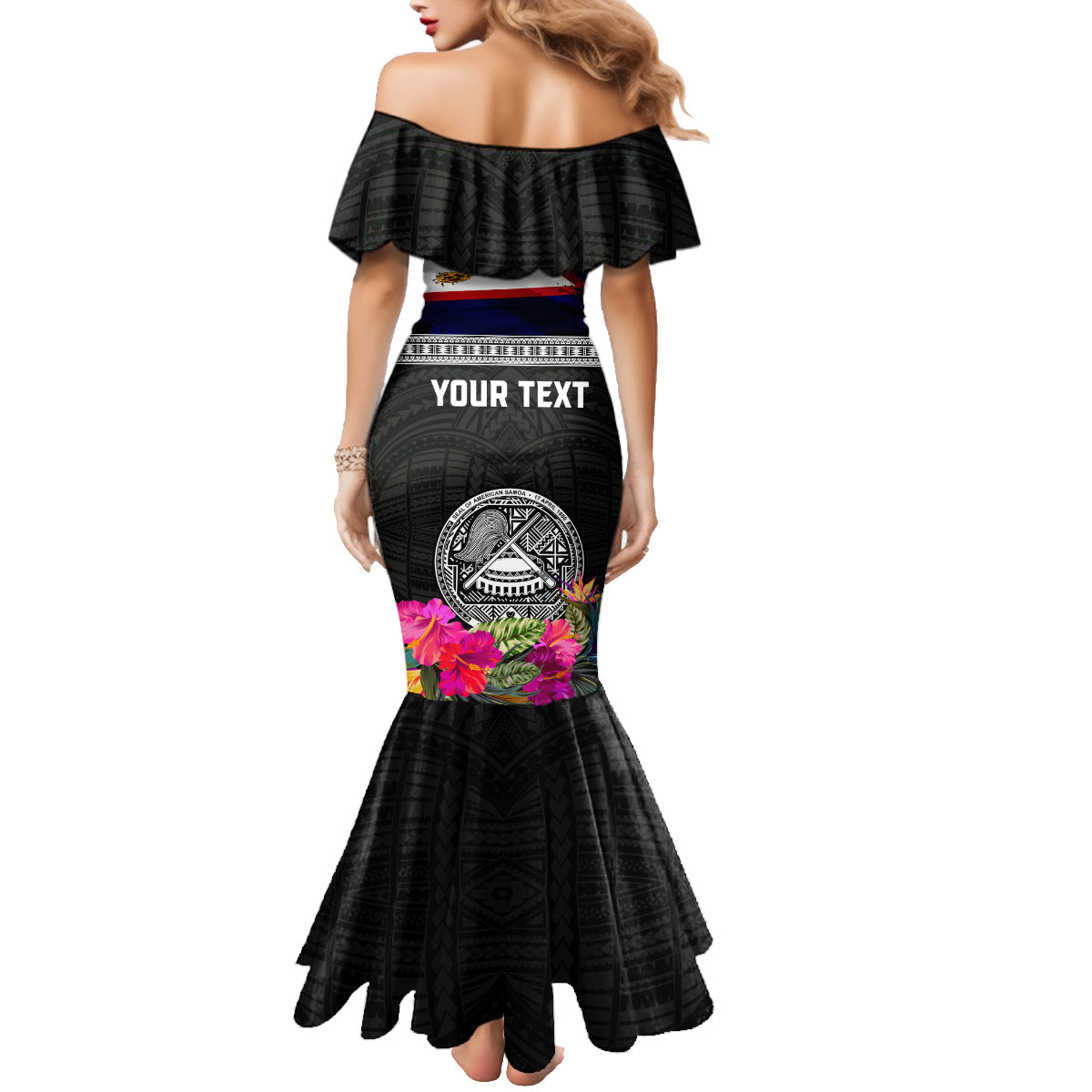 Personalized American Samoa Flag Day Family Matching Mermaid Dress and Hawaiian Shirt Tanoa and Fue mix Hibiscus Flower Polynesian Pattern LT03 - Polynesian Pride