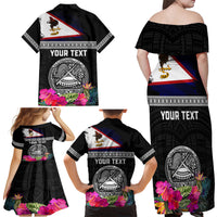 Personalized American Samoa Flag Day Family Matching Off Shoulder Maxi Dress and Hawaiian Shirt Tanoa and Fue mix Hibiscus Flower Polynesian Pattern LT03 - Polynesian Pride