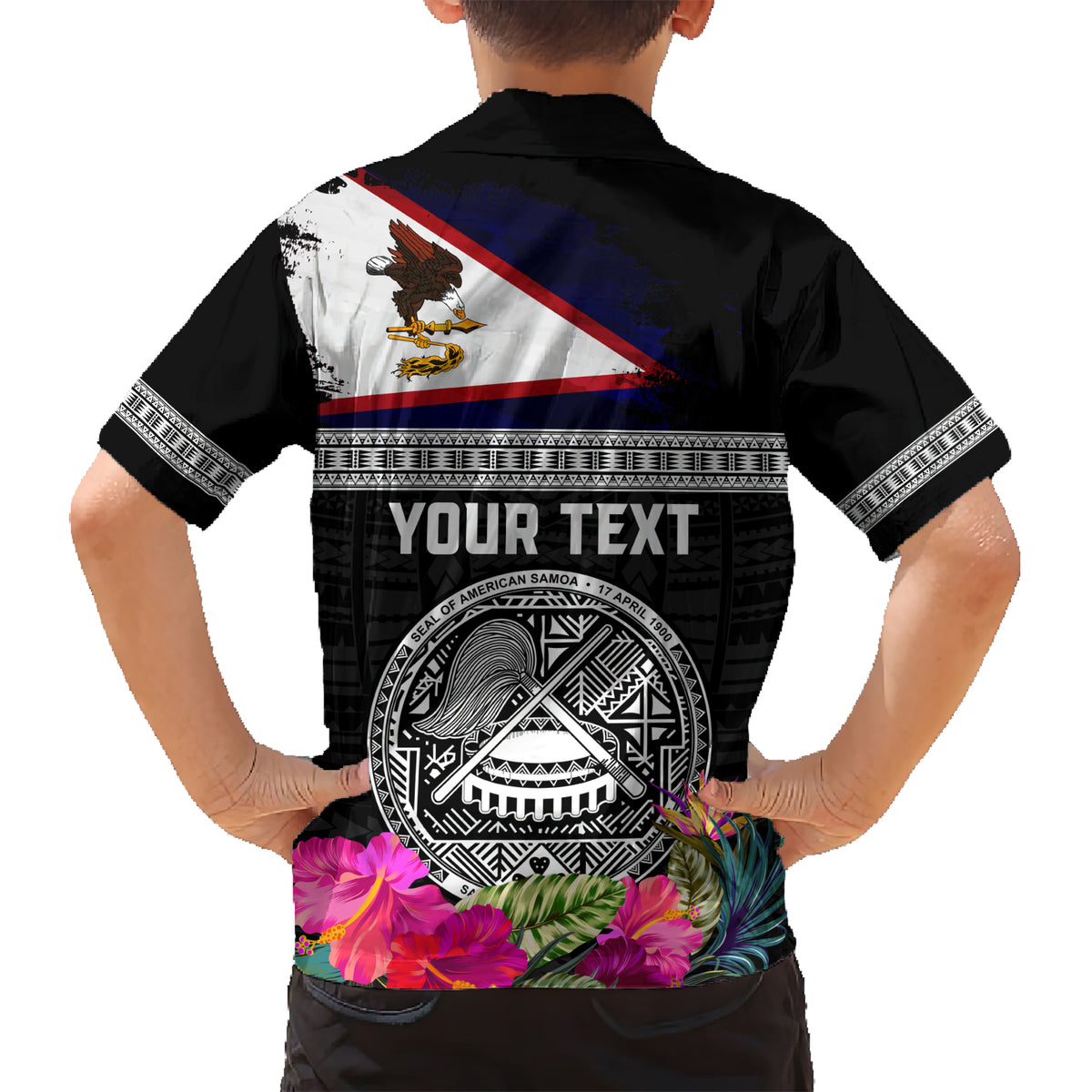 Personalized American Samoa Flag Day Family Matching Short Sleeve Bodycon Dress and Hawaiian Shirt Tanoa and Fue mix Hibiscus Flower Polynesian Pattern LT03 - Polynesian Pride
