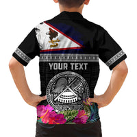 Personalized American Samoa Flag Day Family Matching Short Sleeve Bodycon Dress and Hawaiian Shirt Tanoa and Fue mix Hibiscus Flower Polynesian Pattern LT03 - Polynesian Pride