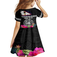 Personalized American Samoa Flag Day Family Matching Short Sleeve Bodycon Dress and Hawaiian Shirt Tanoa and Fue mix Hibiscus Flower Polynesian Pattern LT03 - Polynesian Pride