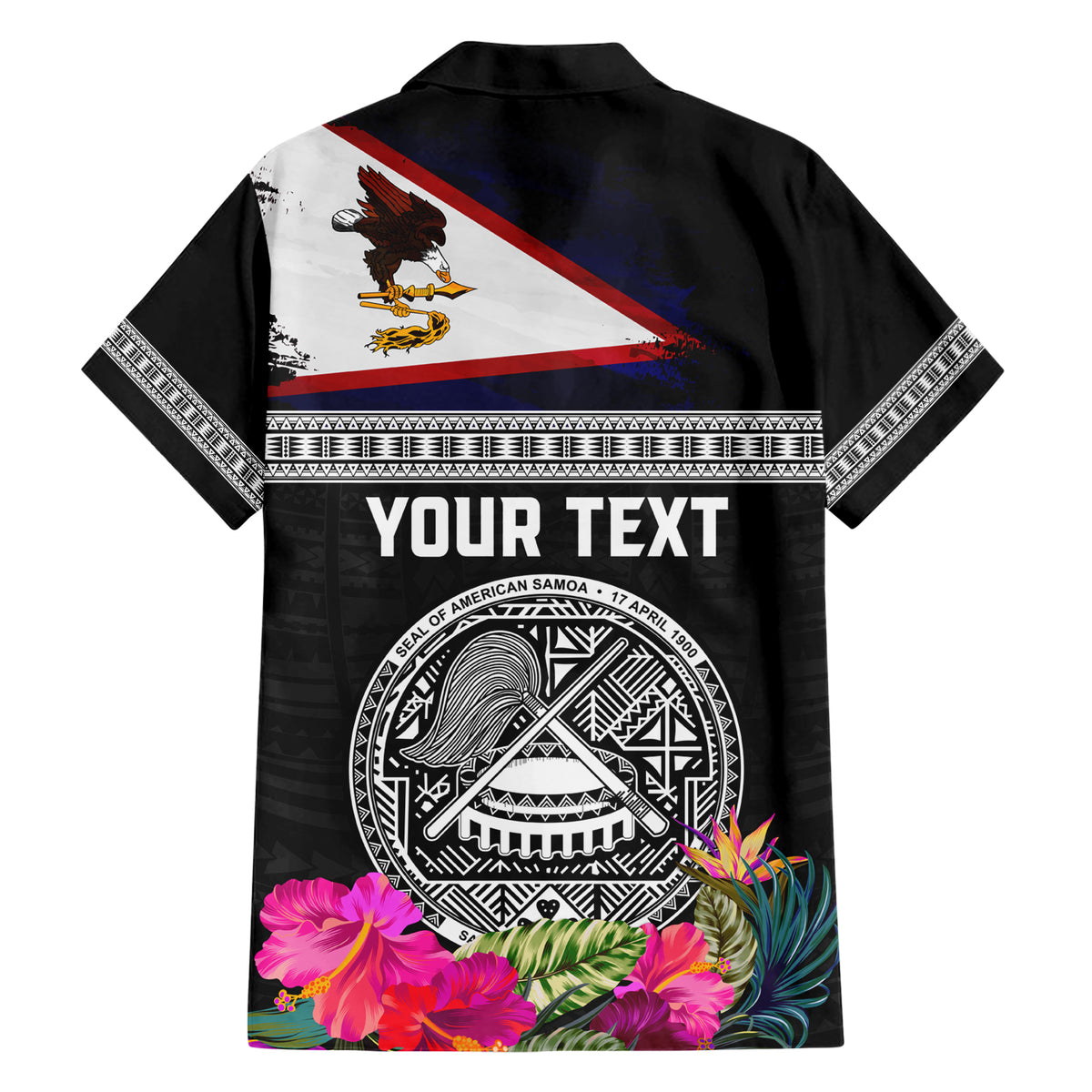 Personalized American Samoa Flag Day Hawaiian Shirt Tanoa and Fue mix Hibiscus Flower Polynesian Pattern