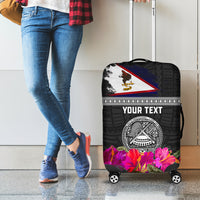 Personalized American Samoa Flag Day Luggage Cover Tanoa and Fue mix Hibiscus Flower Polynesian Pattern