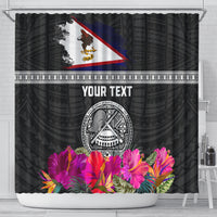 Personalized American Samoa Flag Day Shower Curtain Tanoa and Fue mix Hibiscus Flower Polynesian Pattern LT03 - Polynesian Pride