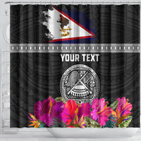 Personalized American Samoa Flag Day Shower Curtain Tanoa and Fue mix Hibiscus Flower Polynesian Pattern LT03 - Polynesian Pride