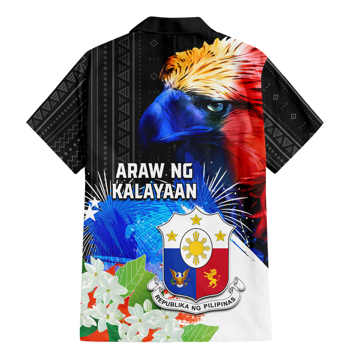 Philippines Independence Day Family Matching Mermaid Dress and Hawaiian Shirt Philippines Eagle and Sampaguita Jasmine Yakan Tribal LT03 - Polynesian Pride