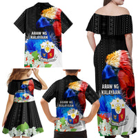 Philippines Independence Day Family Matching Off Shoulder Maxi Dress and Hawaiian Shirt Philippines Eagle and Sampaguita Jasmine Yakan Tribal LT03 - Polynesian Pride