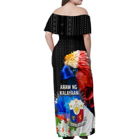 Philippines Independence Day Family Matching Off Shoulder Maxi Dress and Hawaiian Shirt Philippines Eagle and Sampaguita Jasmine Yakan Tribal LT03 - Polynesian Pride