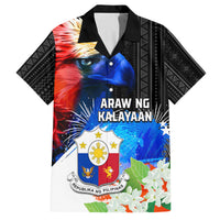 Philippines Independence Day Family Matching Off Shoulder Short Dress and Hawaiian Shirt Philippines Eagle and Sampaguita Jasmine Yakan Tribal LT03 Dad's Shirt - Short Sleeve Black - Polynesian Pride