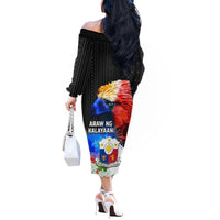 Philippines Independence Day Off The Shoulder Long Sleeve Dress Philippines Eagle and Sampaguita Jasmine Yakan Tribal LT03 - Polynesian Pride