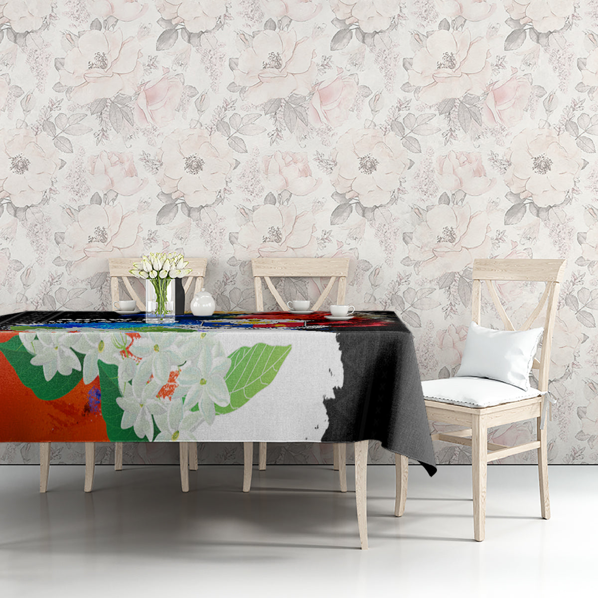 Philippines Independence Day Tablecloth Philippines Eagle and Sampaguita Jasmine Yakan Tribal