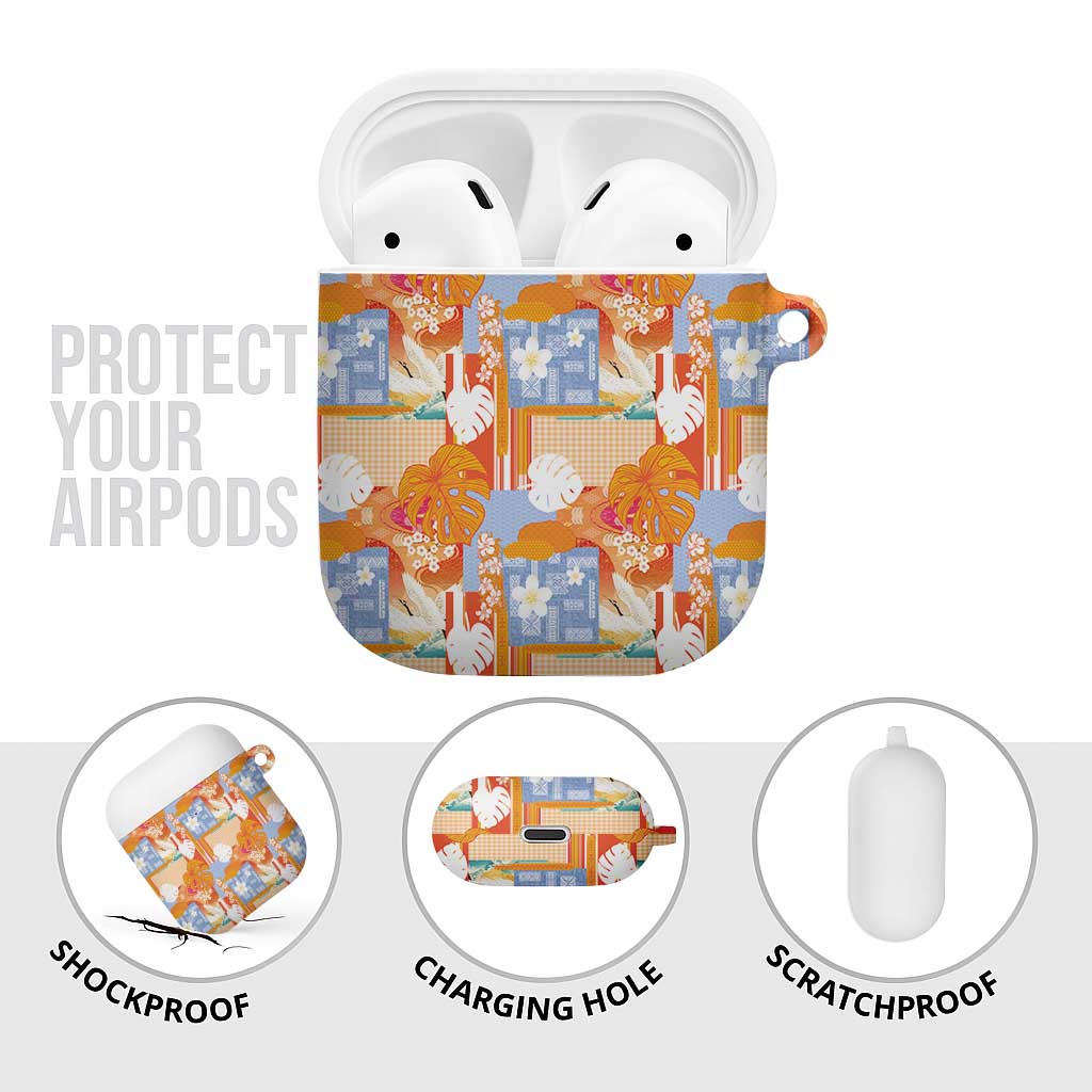 Hawaiian and Japanese Culture Together AirPods Case Palaka Japanese Art and Tropical Motif Tribal Patchwork LT03 - Polynesian Pride