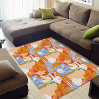 Hawaiian and Japanese Culture Together Area Rug Palaka Japanese Art and Tropical Motif Tribal Patchwork LT03 - Polynesian Pride