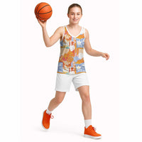 Hawaiian and Japanese Culture Together Basketball Jersey Palaka Japanese Art and Tropical Motif Tribal Patchwork LT03 - Polynesian Pride