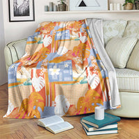 Hawaiian and Japanese Culture Together Blanket Palaka Japanese Art and Tropical Motif Tribal Patchwork