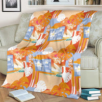 Hawaiian and Japanese Culture Together Blanket Palaka Japanese Art and Tropical Motif Tribal Patchwork