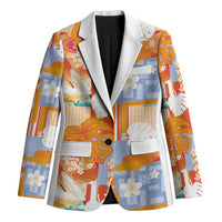 Hawaiian and Japanese Culture Together Blazer Palaka Japanese Art and Tropical Motif Tribal Patchwork