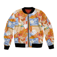Hawaiian and Japanese Culture Together Bomber Jacket Palaka Japanese Art and Tropical Motif Tribal Patchwork LT03 Unisex Multicolor - Polynesian Pride