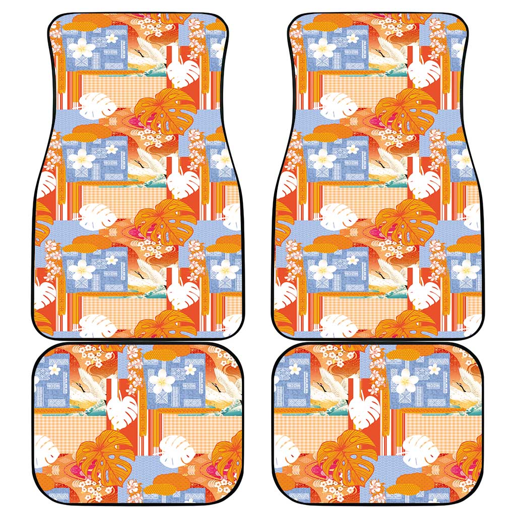 Hawaiian and Japanese Culture Together Car Mats Palaka Japanese Art and Tropical Motif Tribal Patchwork LT03 - Polynesian Pride