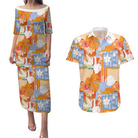 Hawaiian and Japanese Culture Together Couples Matching Puletasi and Hawaiian Shirt Palaka Japanese Art and Tropical Motif Tribal Patchwork LT03 Multicolor - Polynesian Pride