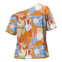 Hawaiian and Japanese Culture Together Cross Shoulder Shirt Palaka Japanese Art and Tropical Motif Tribal Patchwork LT03 - Polynesian Pride
