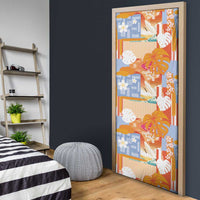 Hawaiian and Japanese Culture Together Door Cover Palaka Japanese Art and Tropical Motif Tribal Patchwork LT03 - Polynesian Pride