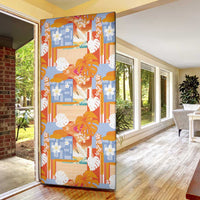 Hawaiian and Japanese Culture Together Door Cover Palaka Japanese Art and Tropical Motif Tribal Patchwork LT03 - Polynesian Pride