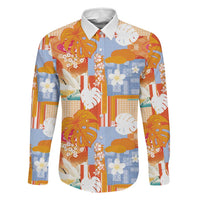 Hawaiian and Japanese Culture Together Family Matching Mermaid Dress and Hawaiian Shirt Palaka Japanese Art and Tropical Motif Tribal Patchwork LT03 Dad's Shirt - Long Sleeve Multicolor - Polynesian Pride