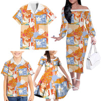 Hawaiian and Japanese Culture Together Family Matching Off The Shoulder Long Sleeve Dress and Hawaiian Shirt Palaka Japanese Art and Tropical Motif Tribal Patchwork LT03 - Polynesian Pride