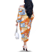 Hawaiian and Japanese Culture Together Family Matching Off The Shoulder Long Sleeve Dress and Hawaiian Shirt Palaka Japanese Art and Tropical Motif Tribal Patchwork LT03 - Polynesian Pride