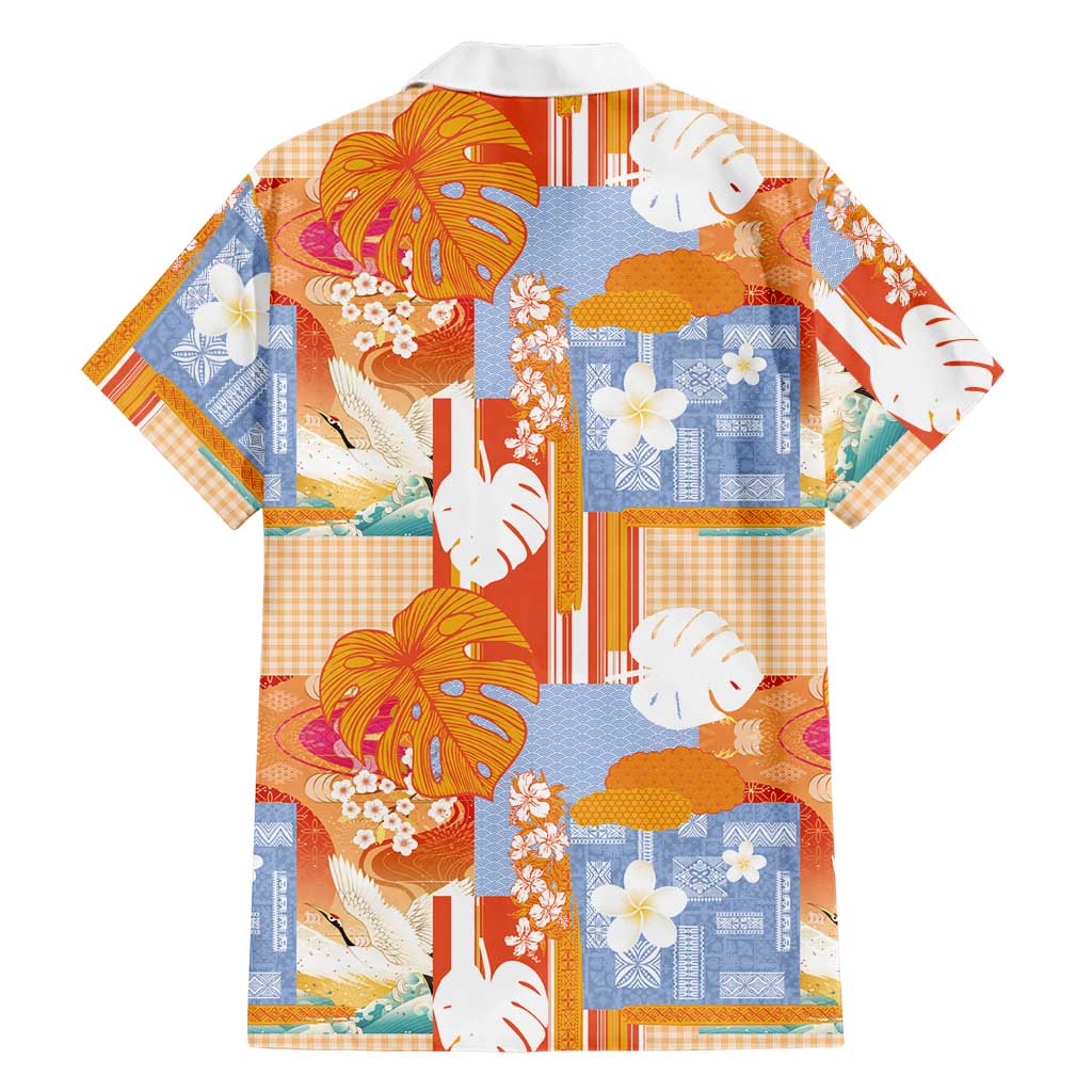 Hawaiian and Japanese Culture Together Family Matching Off Shoulder Maxi Dress and Hawaiian Shirt Palaka Japanese Art and Tropical Motif Tribal Patchwork LT03 - Polynesian Pride