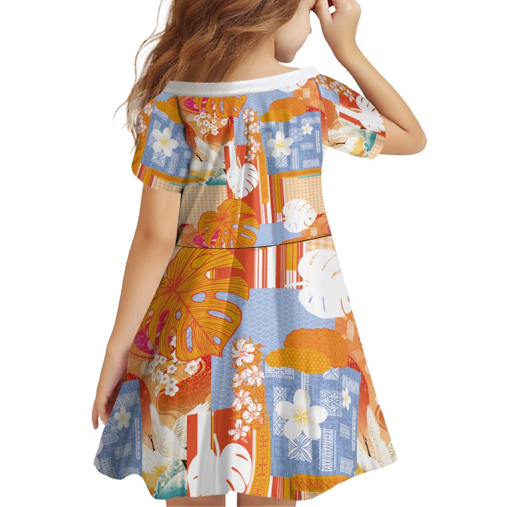 Hawaiian and Japanese Culture Together Family Matching Puletasi and Hawaiian Shirt Palaka Japanese Art and Tropical Motif Tribal Patchwork LT03 - Polynesian Pride