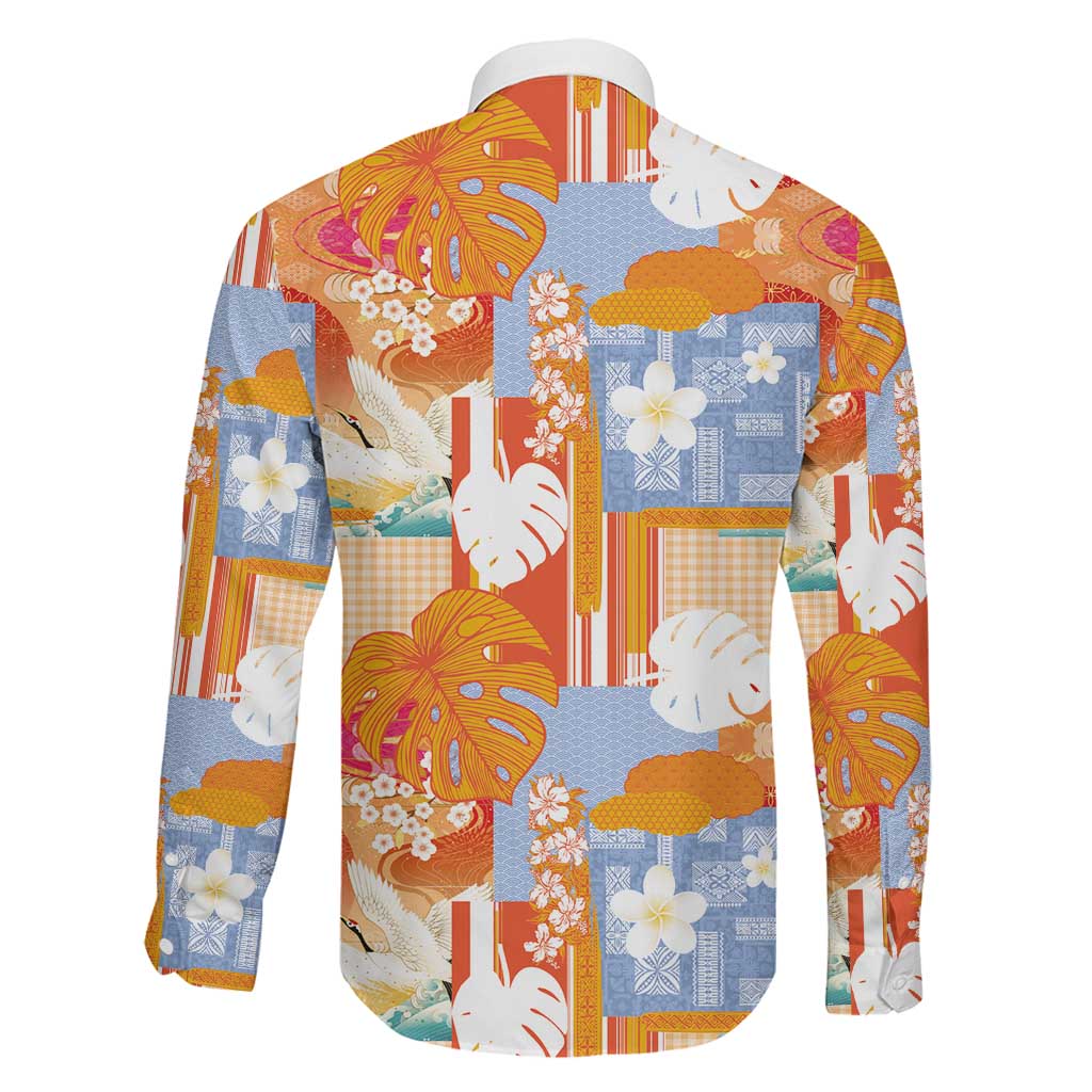 Hawaiian and Japanese Culture Together Family Matching Puletasi and Hawaiian Shirt Palaka Japanese Art and Tropical Motif Tribal Patchwork LT03 - Polynesian Pride