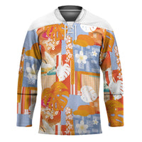 Hawaiian and Japanese Culture Together Hockey Jersey Palaka Japanese Art and Tropical Motif Tribal Patchwork LT03 Unisex Multicolor - Polynesian Pride