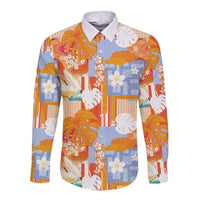 Hawaiian and Japanese Culture Together Long Sleeve Button Shirt Palaka Japanese Art and Tropical Motif Tribal Patchwork LT03 Unisex Multicolor - Polynesian Pride