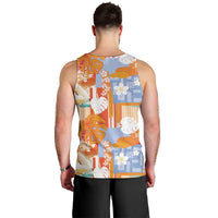 Hawaiian and Japanese Culture Together Men Tank Top Palaka Japanese Art and Tropical Motif Tribal Patchwork LT03 - Polynesian Pride